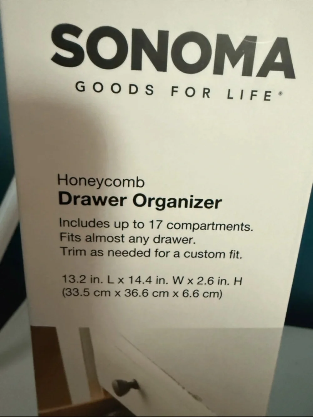 Sonoma Honeycomb Drawer Organizer in beige with green accent